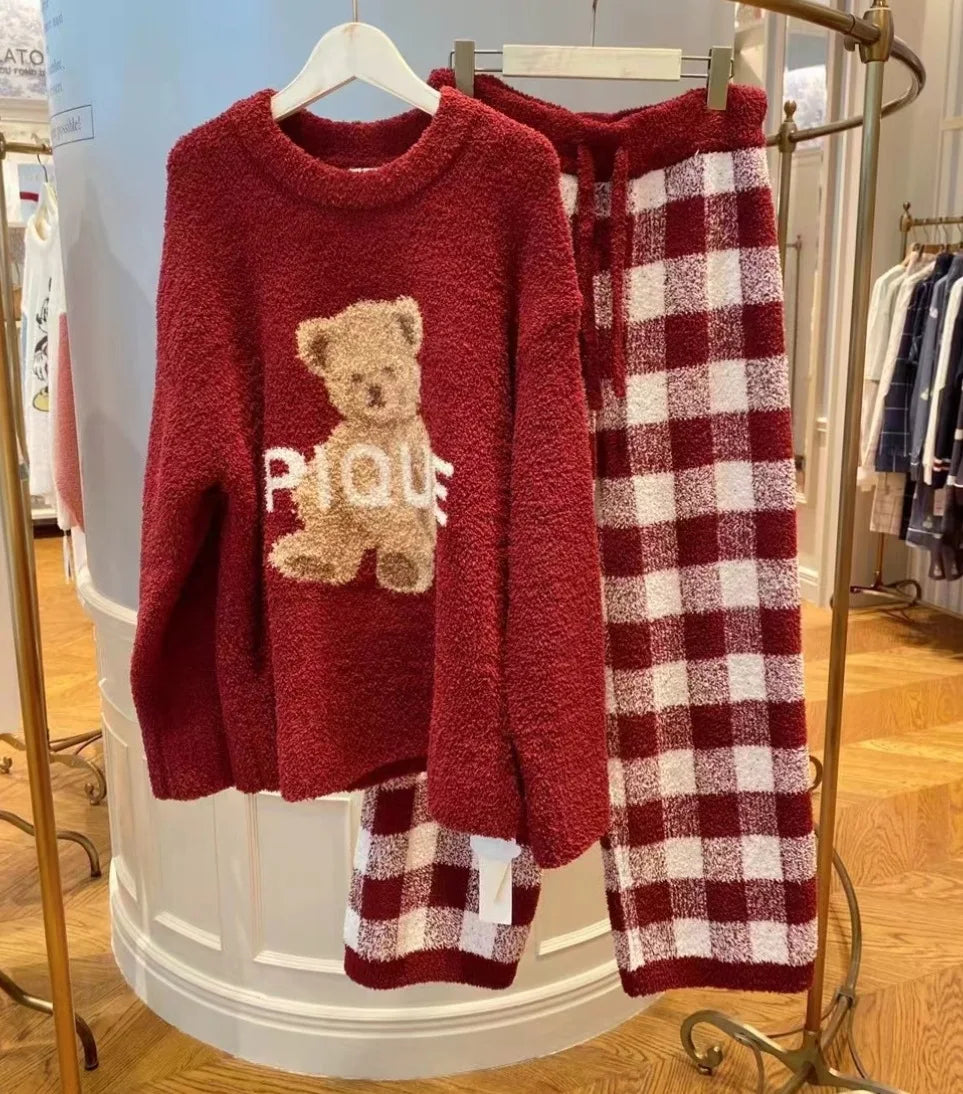 Ladies Pajamas Room Wear Winter Setup Pajamas Fluffy One Piece Ladies Pajamas Dress Long Sleeves Room Wear Dress