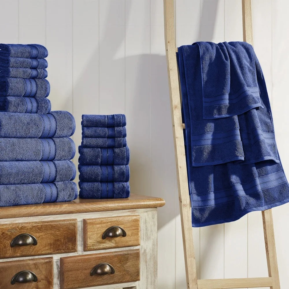 Modern Threads 18 Piece Luxury Adult Bath Towel Set, Navy Blue hair towel turkish towel cleaning bath towels for adults