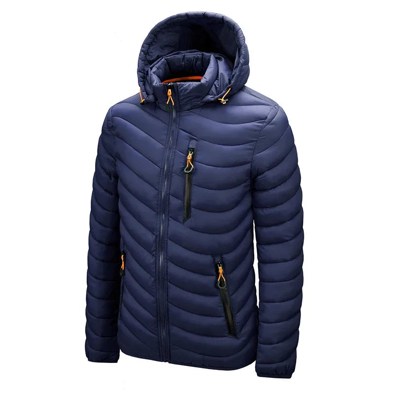 2024 New Autumn Winter Warm Waterproof Jacket Men Thick Hooded Parkas Mens Fashion Casual Slim Jacket Coat Men