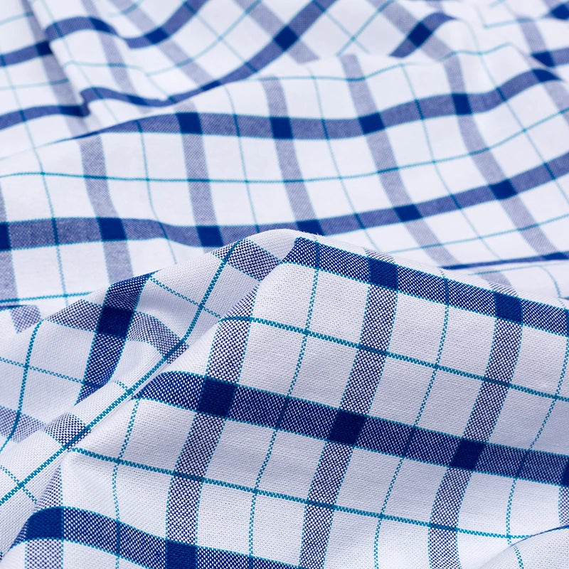 100% Pure Cotton Oxford Shirts for Men Long Sleeve Plaid Shirt Striped Male Shirt BusinessTartan Red Shirt Men Designer Shirts