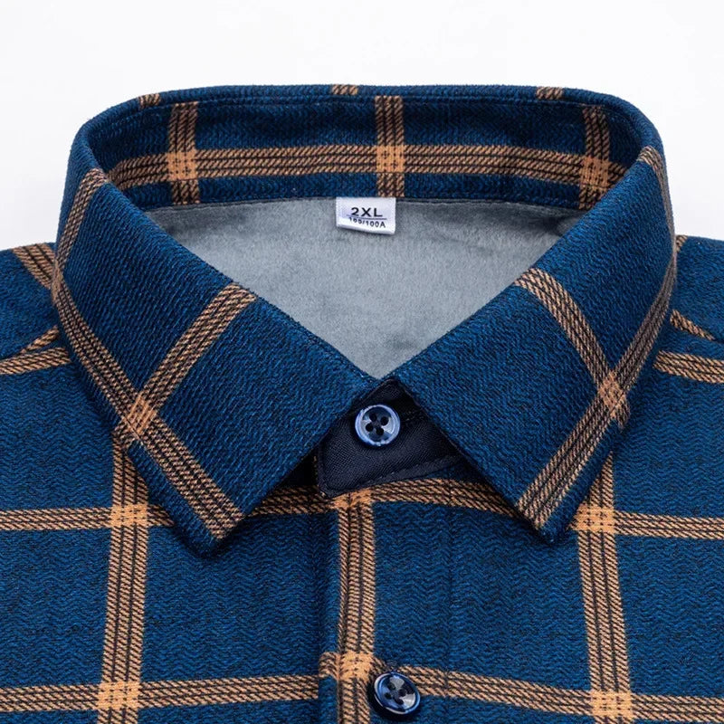 Deliy Autumn Winter Plus Fleece Thickened Double-sided Plaid Shirt Men's Long-sleeved Young Warm Thick Coat
