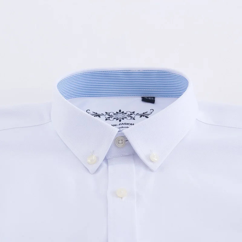 2023 Men's Fashion Long Sleeve Solid Oxford Shirt Single Patch Pocket Casual Standard Fit Button-down Collar Shirts