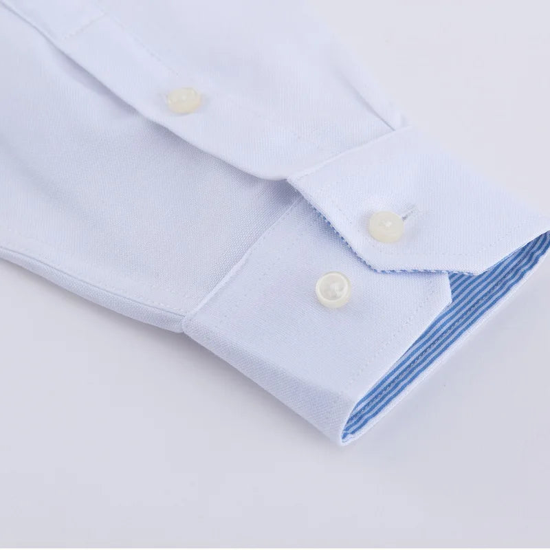 2023 Men's Fashion Long Sleeve Solid Oxford Shirt Single Patch Pocket Casual Standard Fit Button-down Collar Shirts