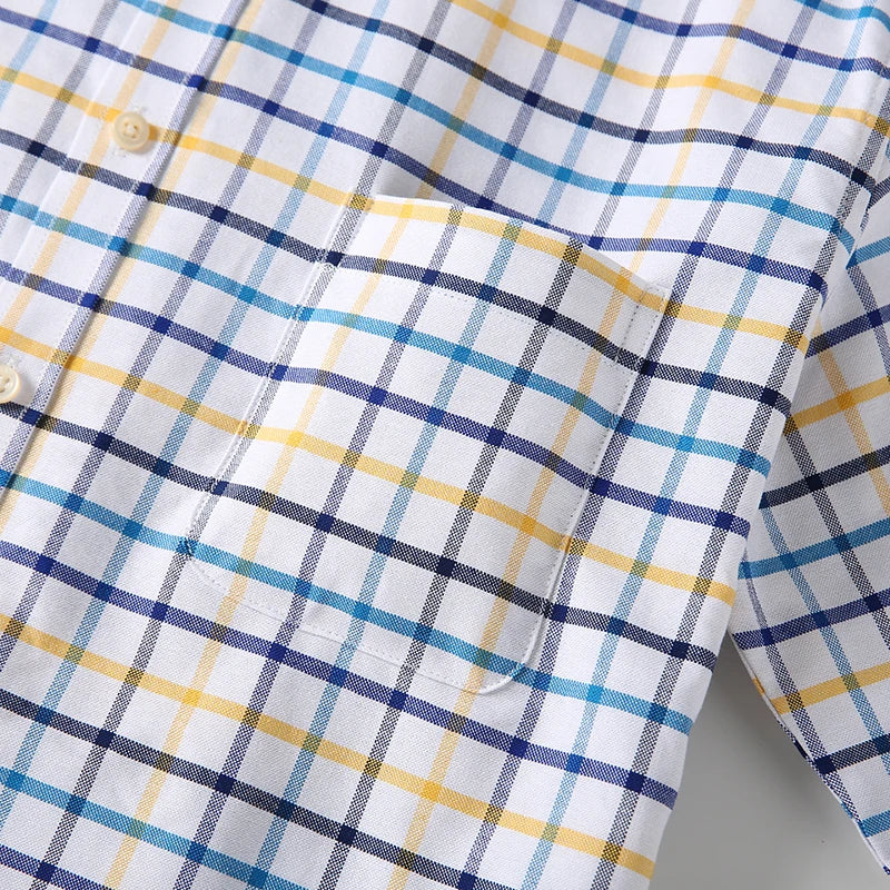 100% Pure Cotton Oxford Shirts for Men Long Sleeve Plaid Shirt Striped Male BusinessTartan Red Shirt Mans Designer Clothes