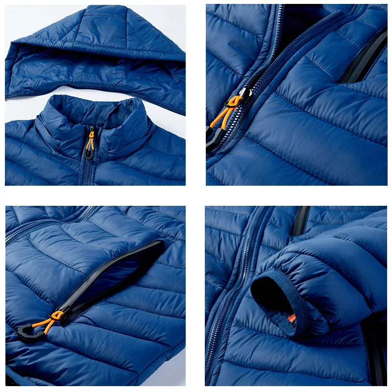 2024 New Autumn Winter Warm Waterproof Jacket Men Thick Hooded Parkas Mens Fashion Casual Slim Jacket Coat Men