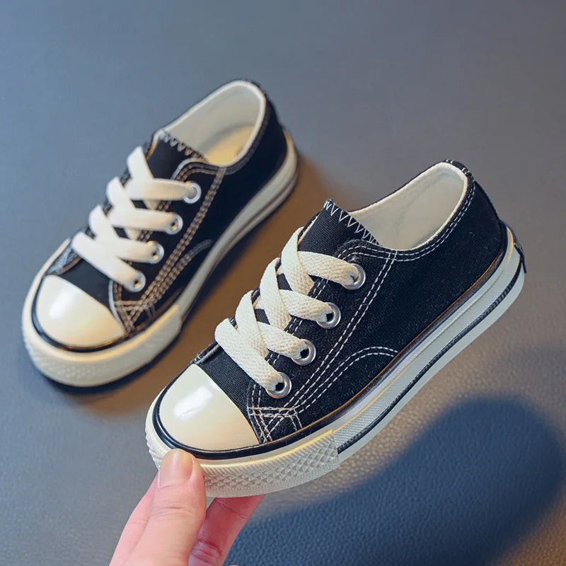 2023 Spring Autumn New Boy Shoes Toddler Girl Sneakers Kids Jelly Color Canvas Shoes Children Casual Lace Up Classic FlatsShoes